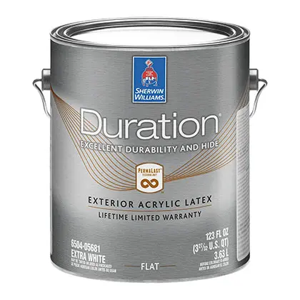 sherwin williams duration exterior acrylic latex paint can in silver
