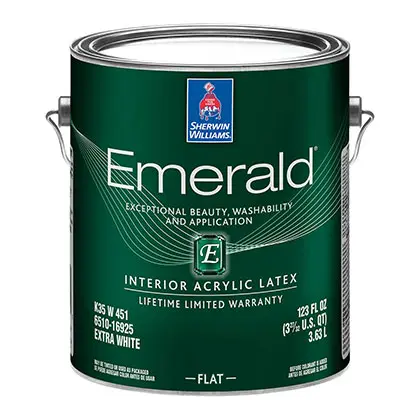 sherwin williams emerald interior acrylic latex paint can in dark green