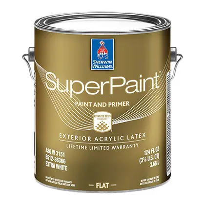 sherwin williams superpaint exterior acrylic latex paint can in gold